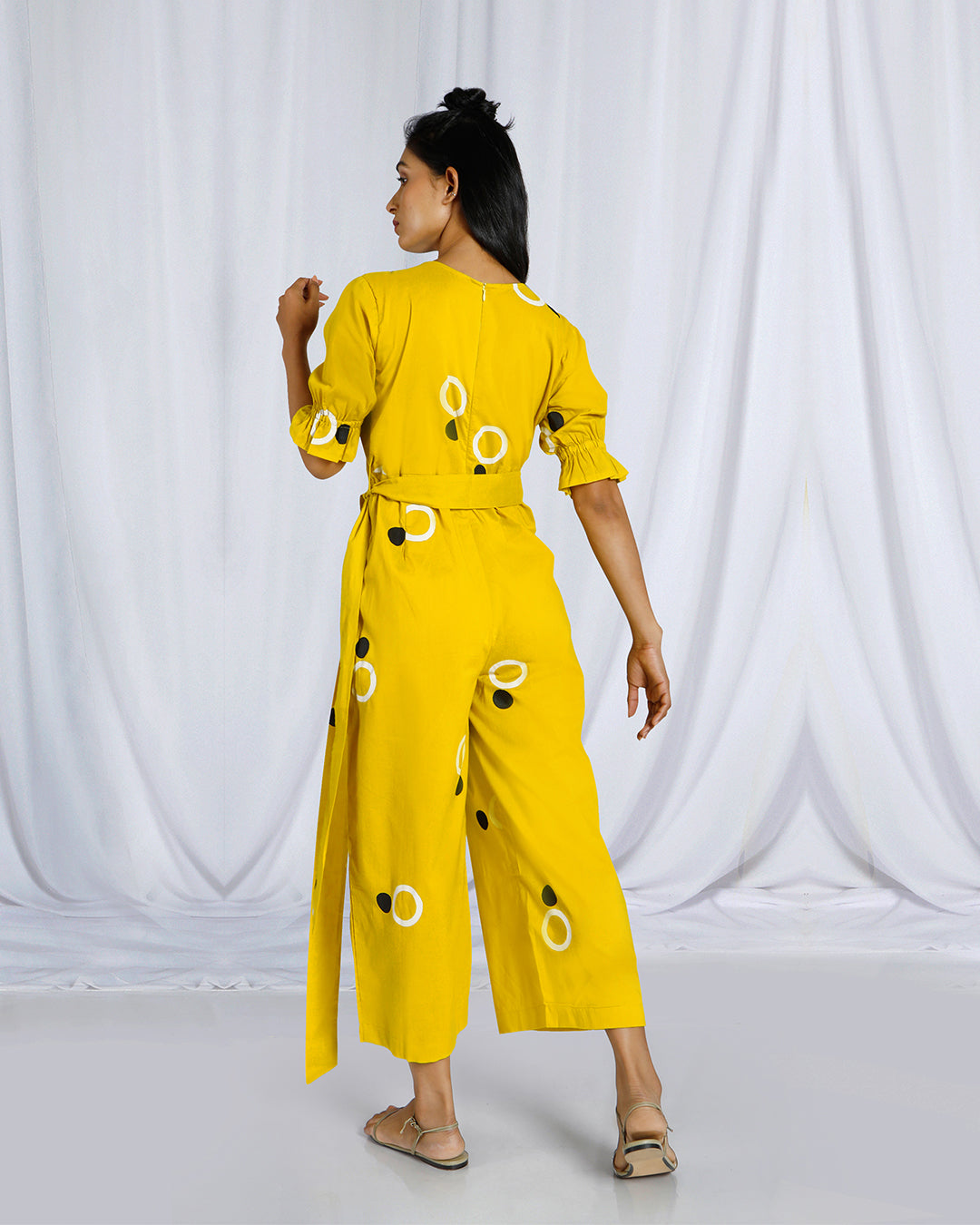 Printed jumpsuit in sun kissed yellow