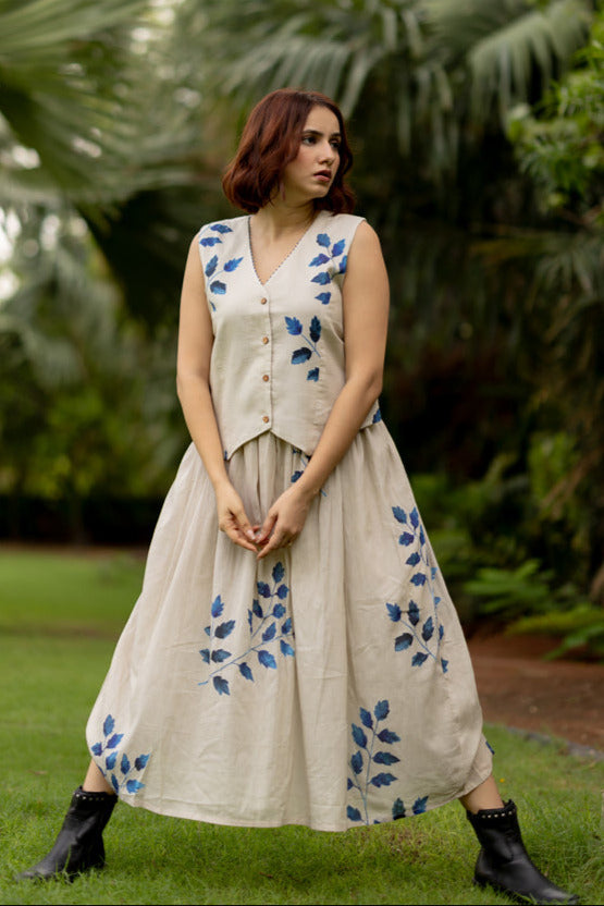 Blue Pea Skirt Set