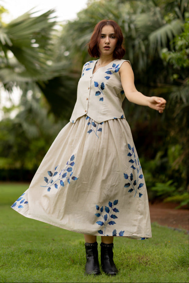 Blue Pea Skirt Set