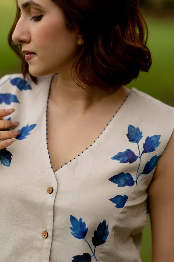 Blue Pea Skirt Set